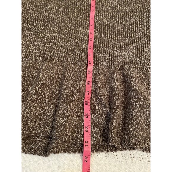 Express wool sweater women's large brown ruffle sleeve & hem crop minimalist - Picture 8 of 9